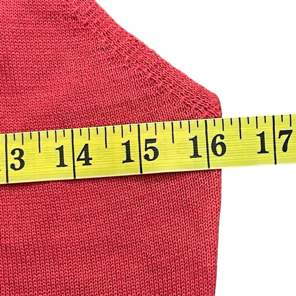 Oscar Leopold Pink/Grey Wool Blend Mock Neck Sleeveless Keyhole Knit Top (M) - Picture 9 of 11